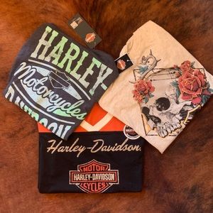 3 Harley Davidson T-Shirts NWT - Women’s Size Small - 2 Short Sleeve - 1 Long Sv